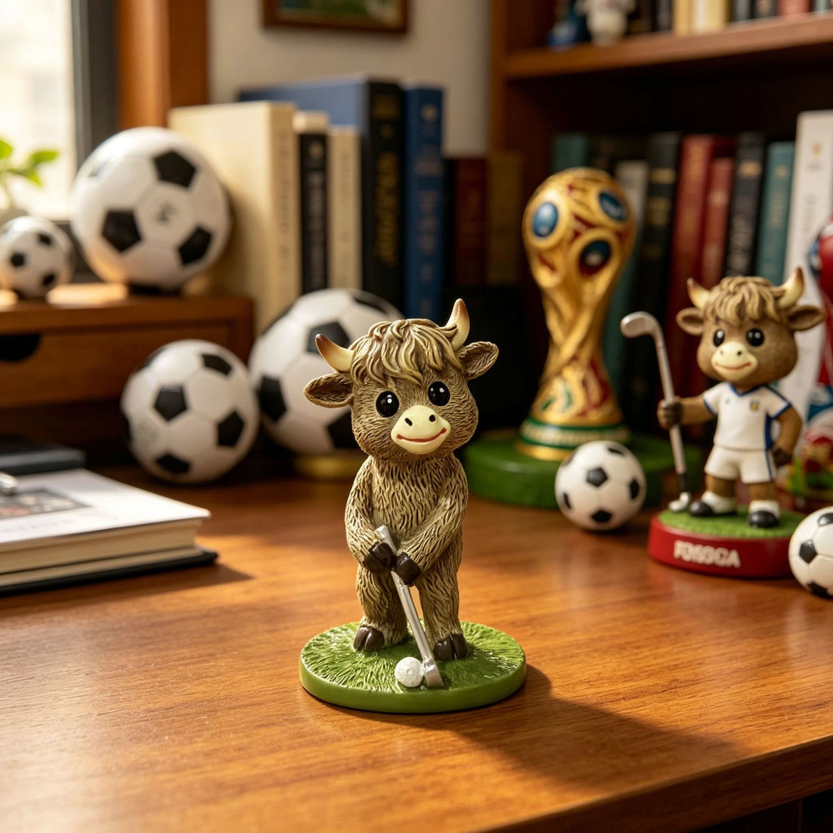 Cute Basketball Player Cow Figurine Homeandso