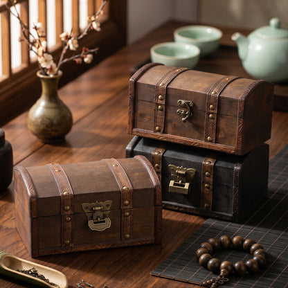 Antique Decorative Wooden Treasure Chest Homeandso
