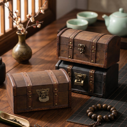 Antique Decorative Wooden Treasure Chest Homeandso