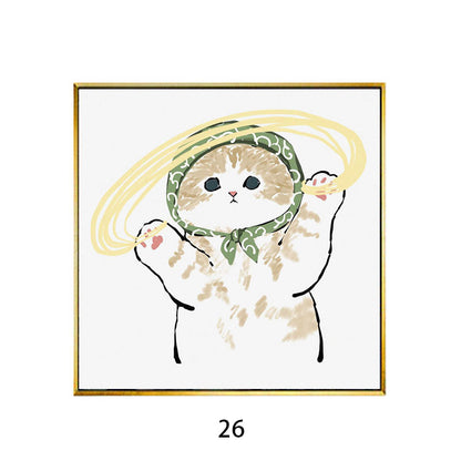 Whimsical Bird and Kitten Illustrated Wall Art Homeandso