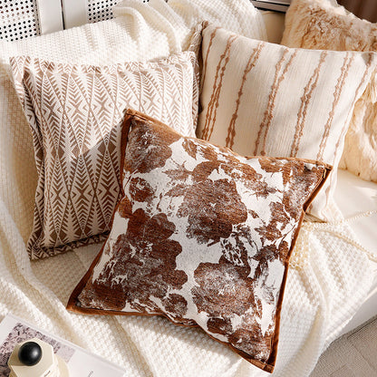 Floral Embroidered Decorative Lumbar Pillow
