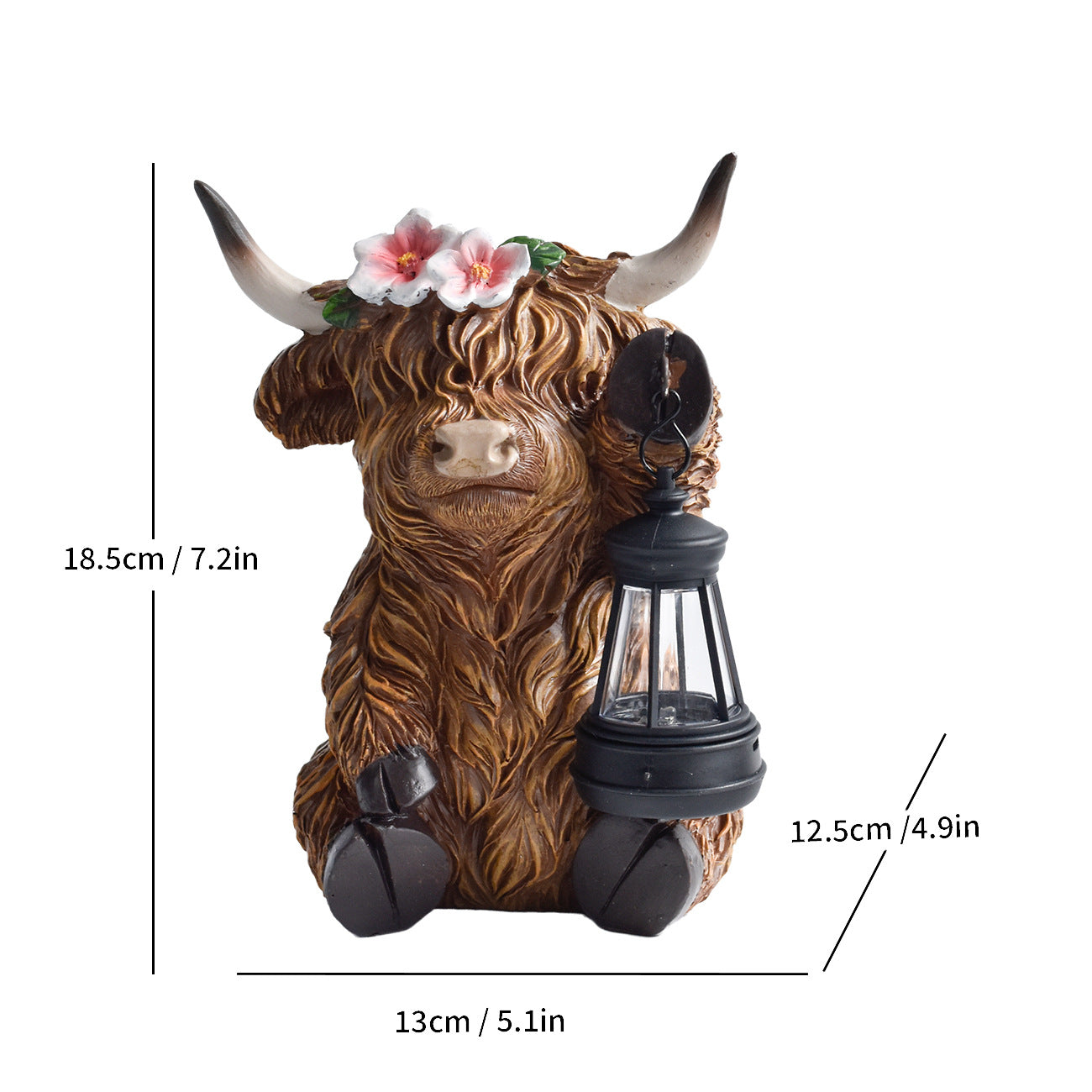 Decorative Highland Cow Solar Lantern Homeandso