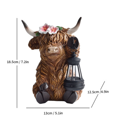 Decorative Highland Cow Solar Lantern Homeandso