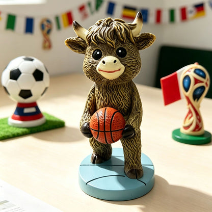 Cute Basketball Player Cow Figurine Homeandso