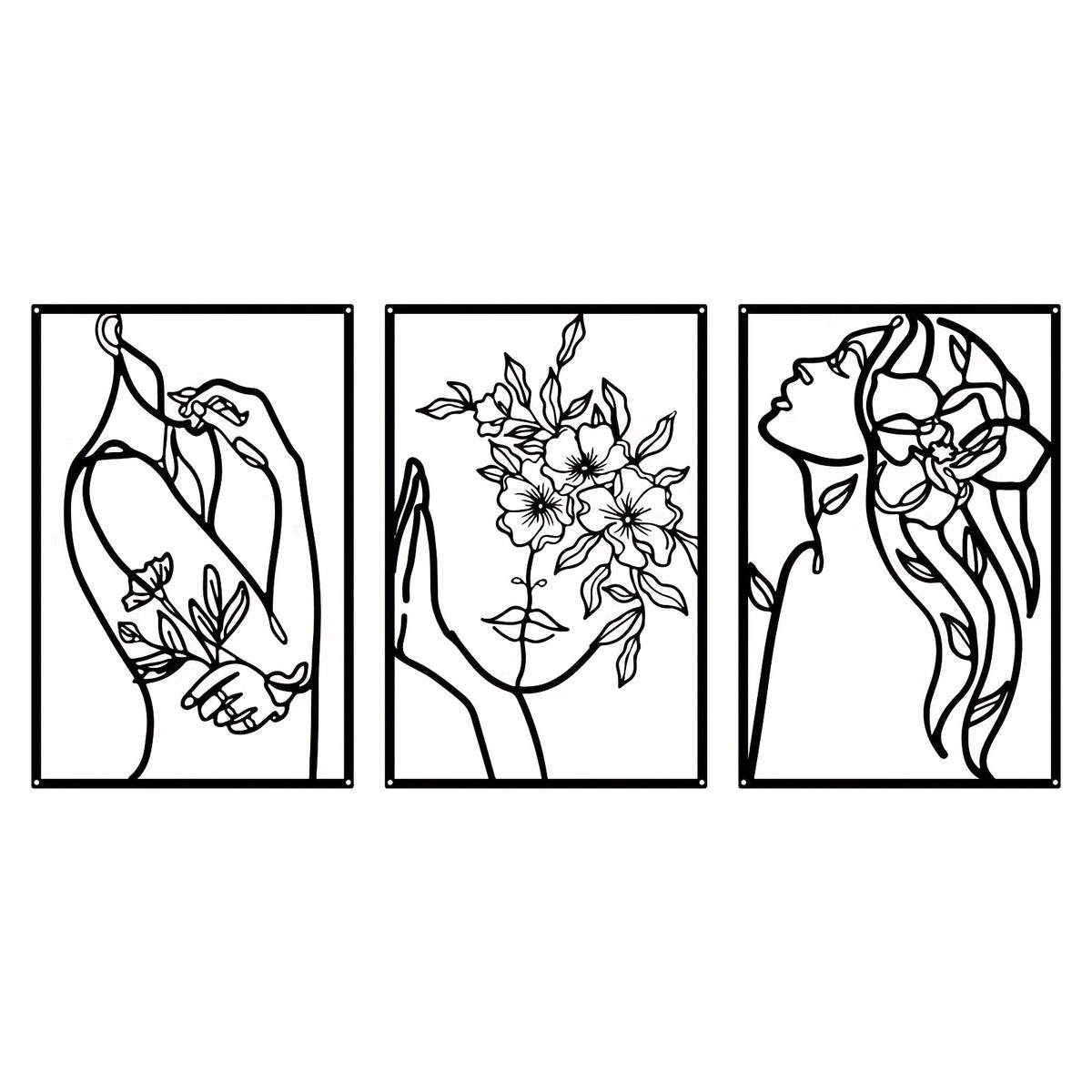 Floral Silhouette Wall Art Set Homeandso