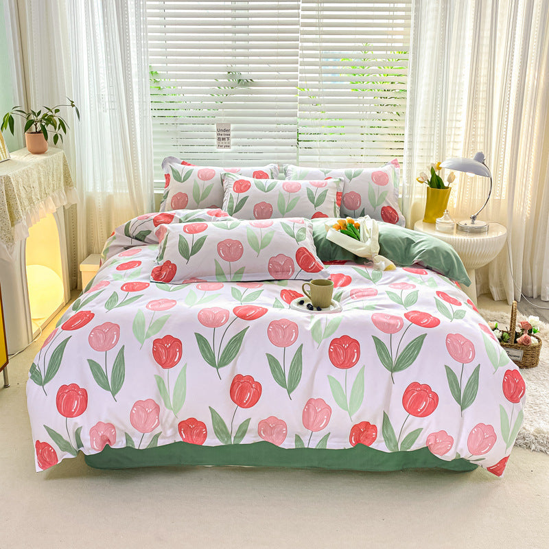 Playful Floral Cartoon Duvet Cover Set Homeandso