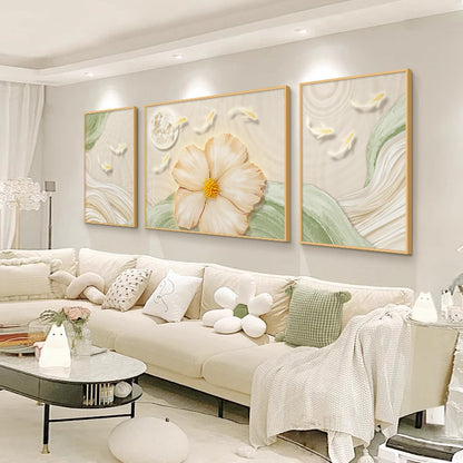 Elegant Floral Triptych Canvas Art Homeandso