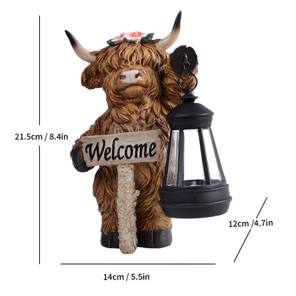 Decorative Highland Cow Solar Lantern Homeandso