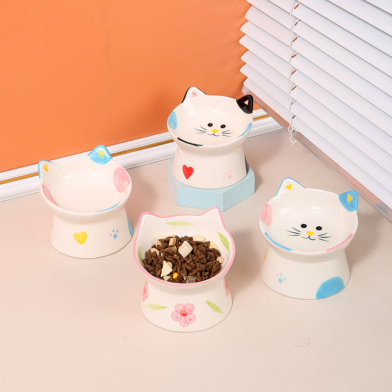 Cat-Themed Ceramic Pet Food Bowl Homeandso