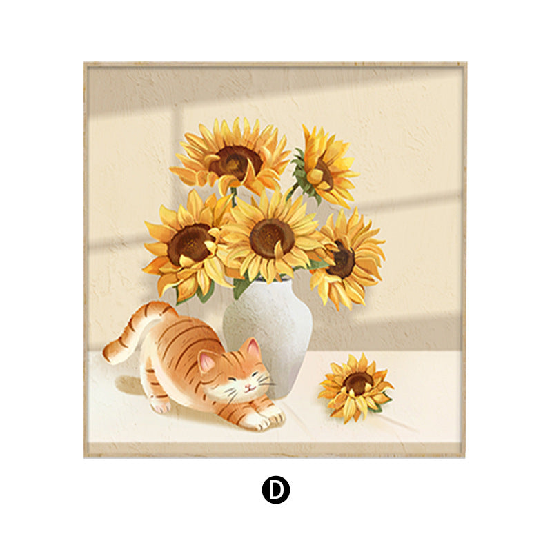 Cat and Sunflower Framed Wall Art Homeandso