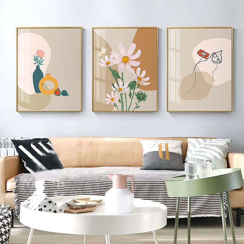 Decorative Framed Art Print with Abstract Floral Design Homeandso