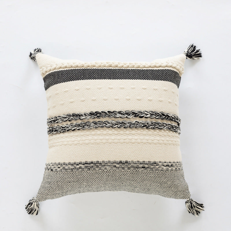 Textured Woven Fringe Pillow