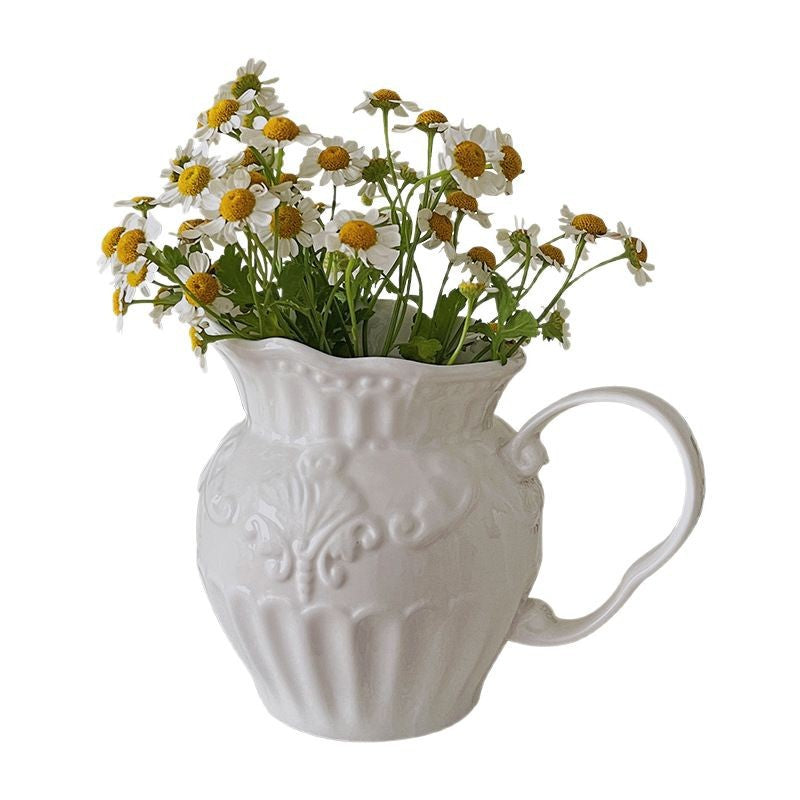 Elegant White Ceramic Pitcher Homeandso
