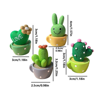Playful Cactus and Bunny Figurine Set Homeandso