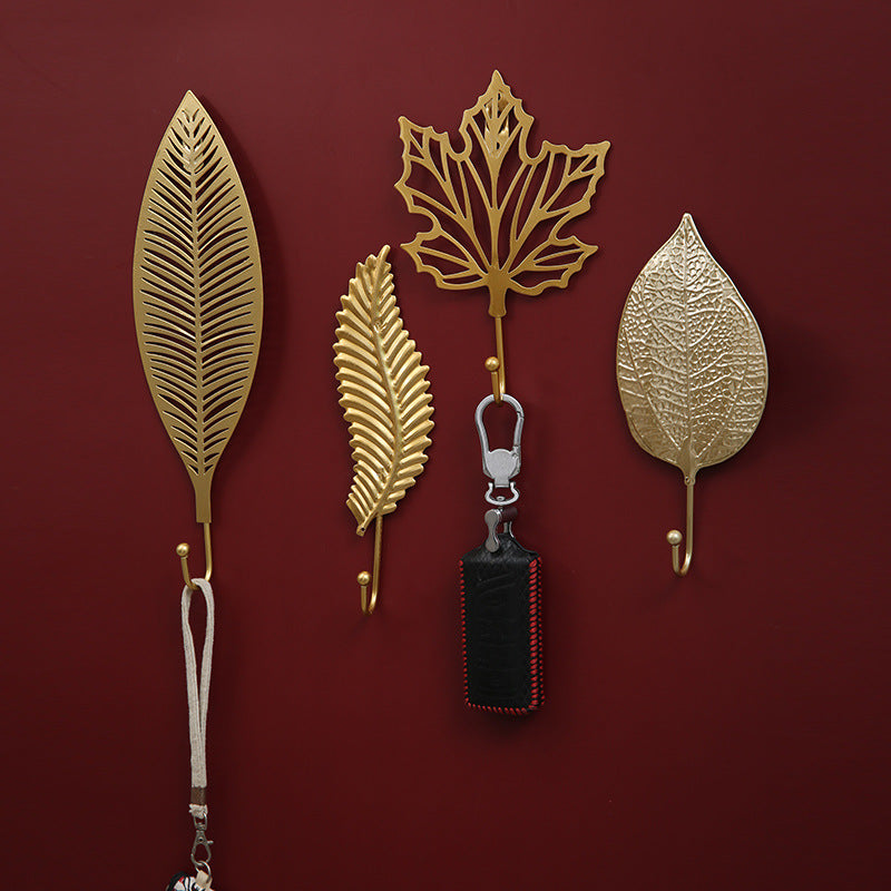 Decorative Wall Hook in Golden Leaf Design Homeandso