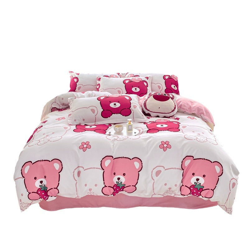 Playful Floral Cartoon Duvet Cover Set Homeandso