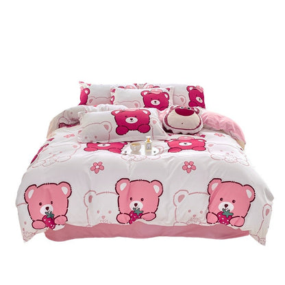 Playful Floral Cartoon Duvet Cover Set Homeandso