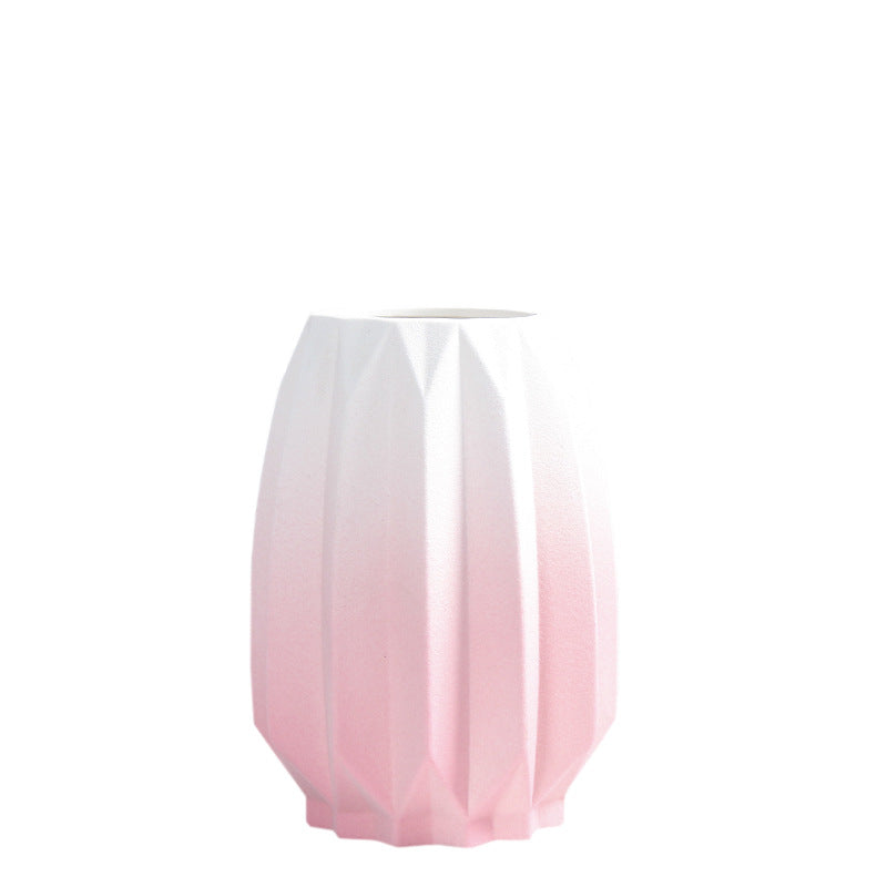 Textured Geometric Ceramic Flower Vase