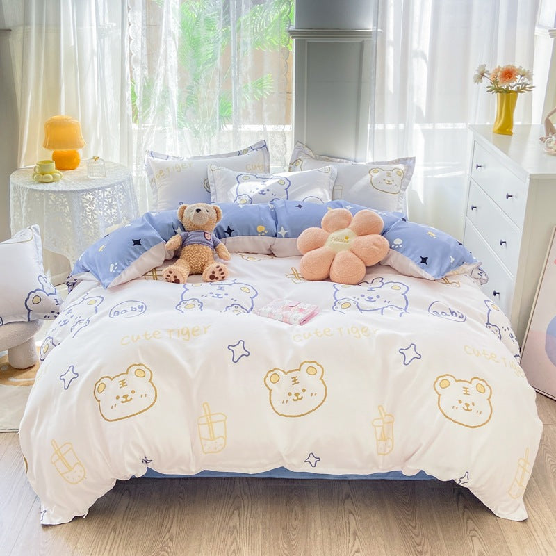 Playful Floral Cartoon Duvet Cover Set Homeandso