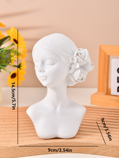 Decorative Flower Girl Bust Figurine Homeandso