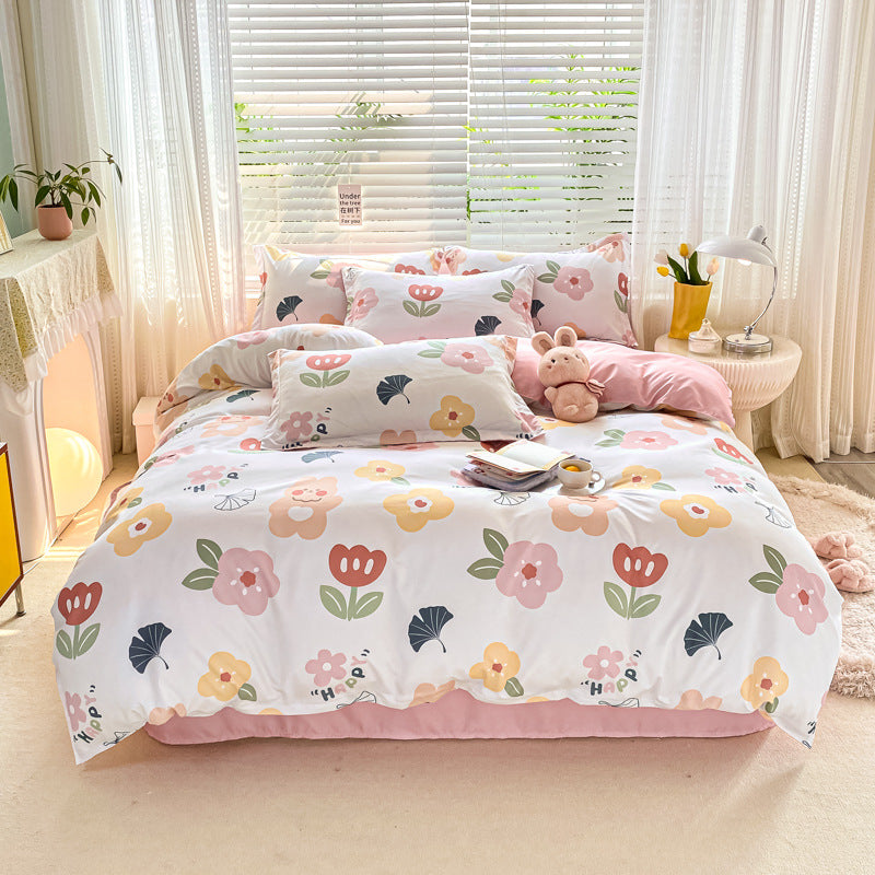 Playful Floral Cartoon Duvet Cover Set Homeandso