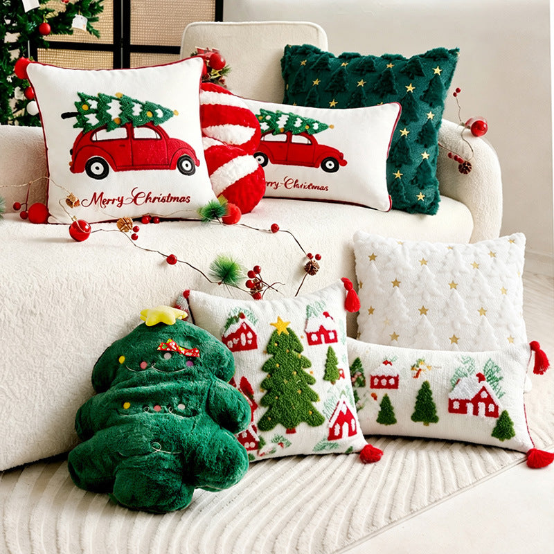 Festive Holiday-Themed Decorative Pillow