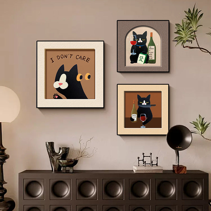 Whimsical Cat-Themed Framed Art Print Homeandso