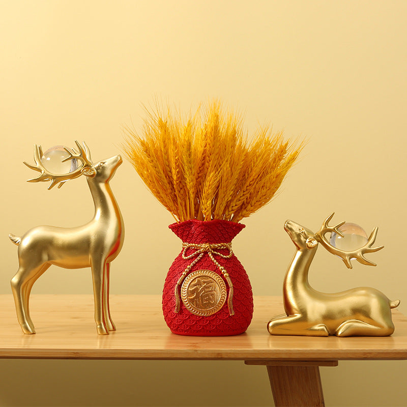 Decorative Golden Deer Figurine Set Homeandso