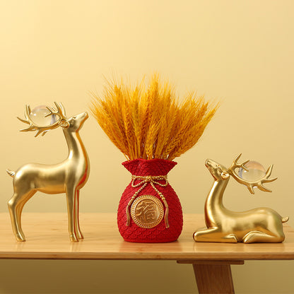 Decorative Golden Deer Figurine Set Homeandso