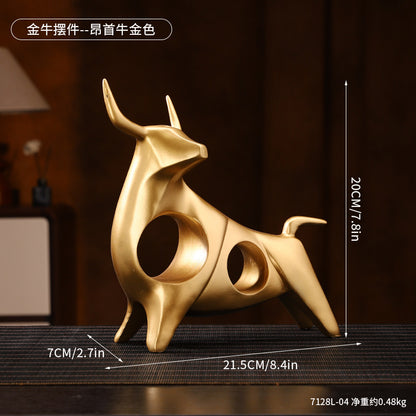 Decorative Golden Bull Sculpture Homeandso