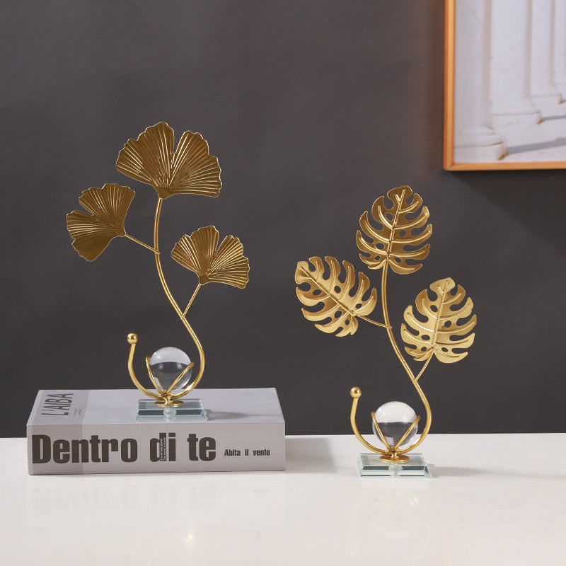 Elegant Gold Ginkgo Leaf Sculpture Homeandso