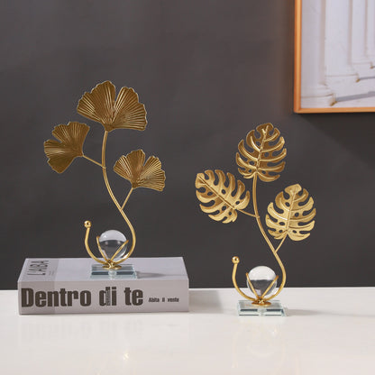 Elegant Gold Ginkgo Leaf Sculpture Homeandso