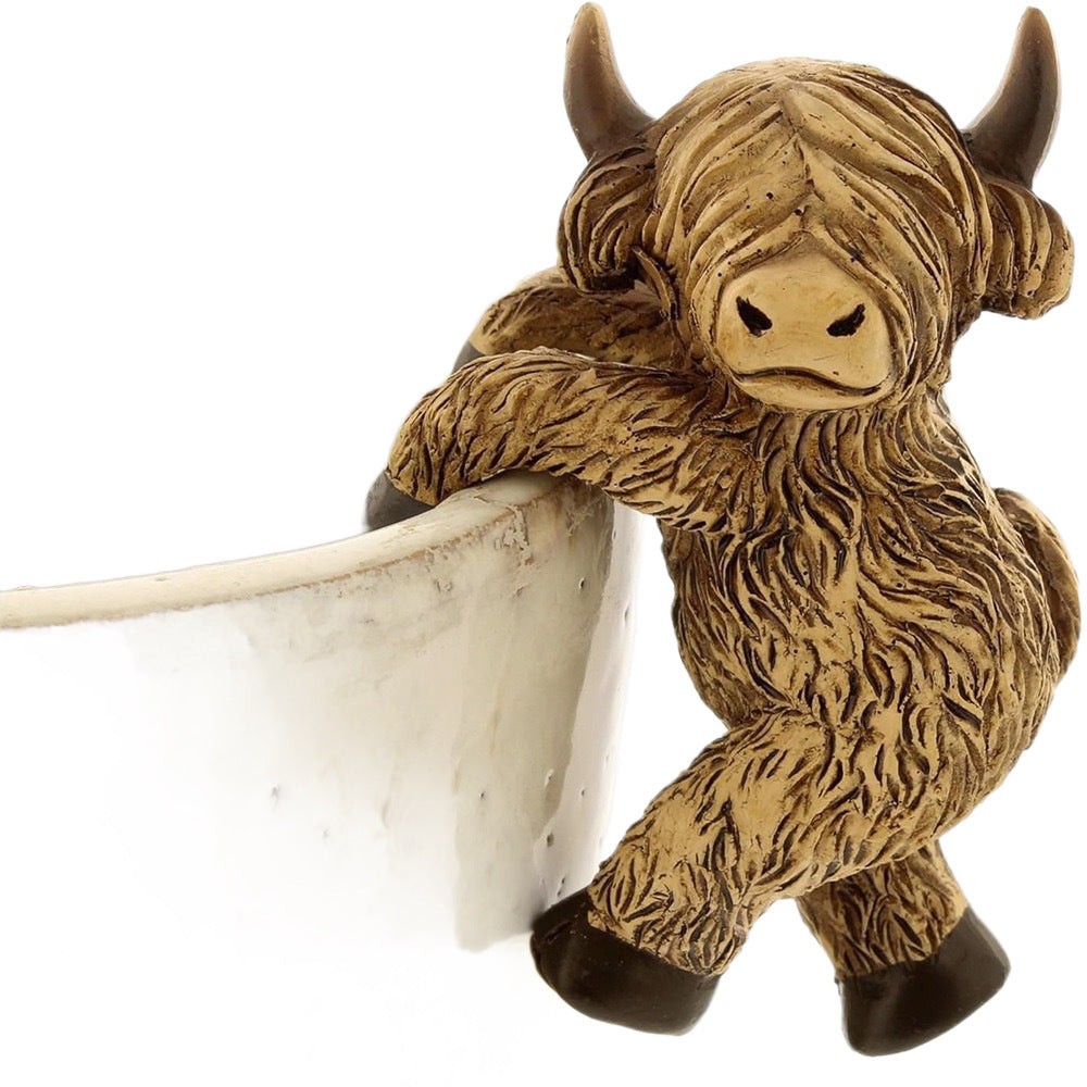 Playful Highland Cow Figurine Homeandso