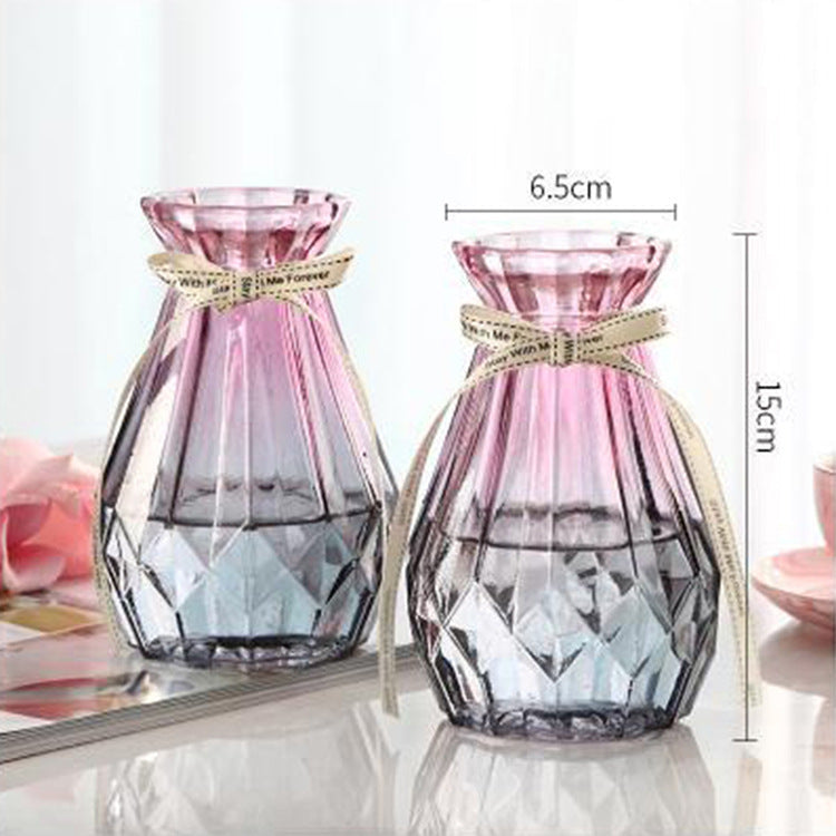 Geometric Patterned Glass Flower Vase