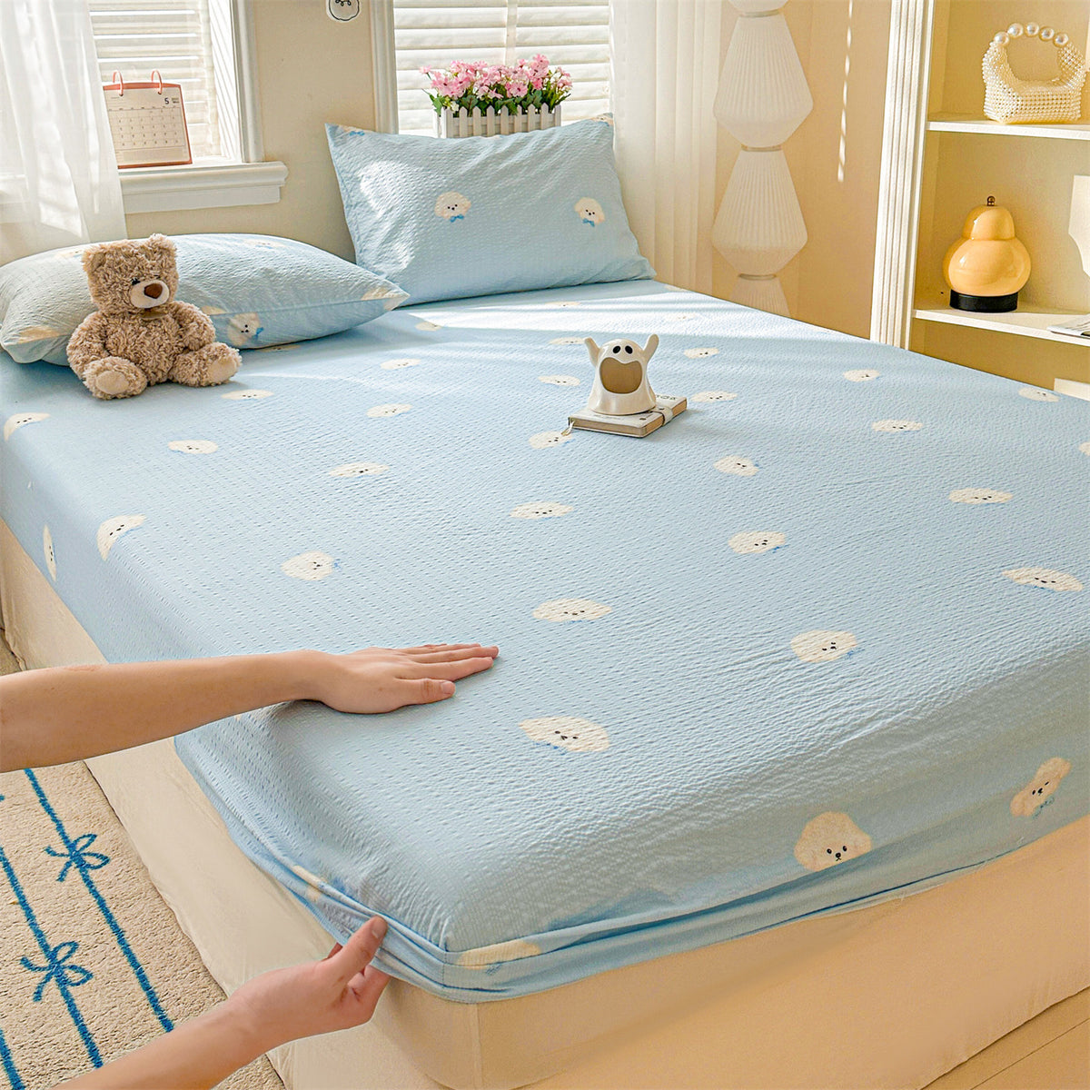 Decorative Soft Cartoon Print Quilted Mattress Protector Homeandso