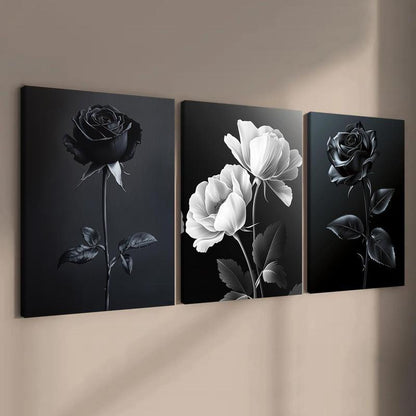 Black and White Floral Art Print Set Homeandso