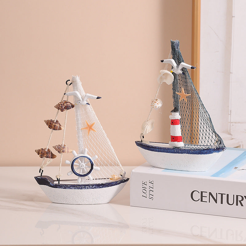 Nautical-Themed Decorative Sailing Boat Model Homeandso