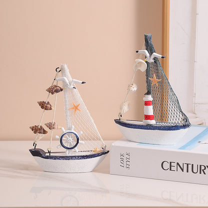 Nautical-Themed Decorative Sailing Boat Model Homeandso