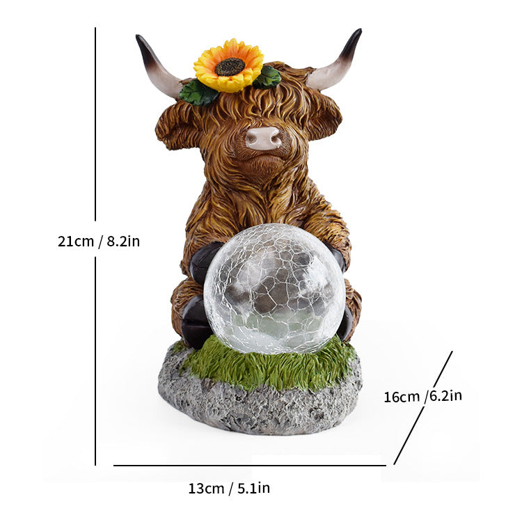 Decorative Highland Cow Solar Lantern Homeandso