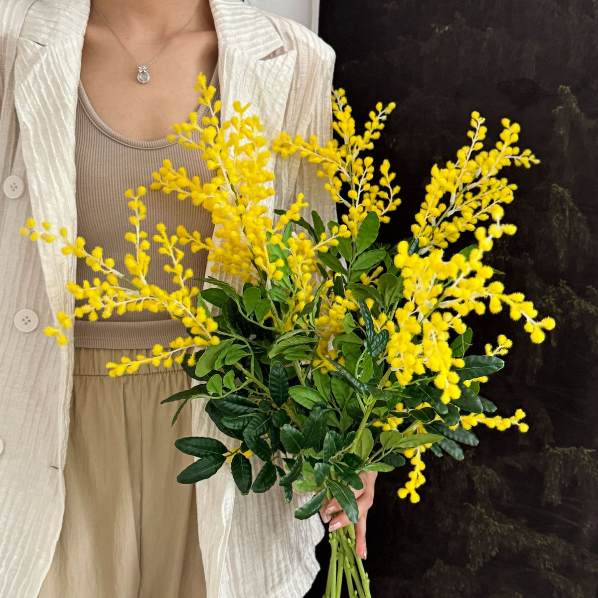 Elegant Decorative Mimosa Branch