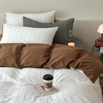 Decorative Gingham Pattern Cotton Duvet Cover Set Homeandso