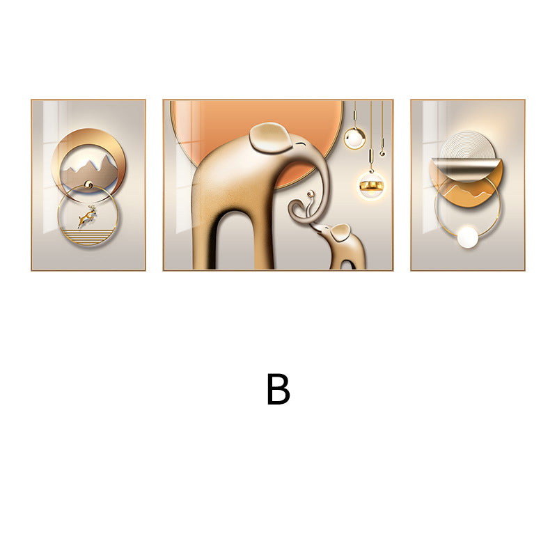 Abstract Elephant-Themed Canvas Triptych Art Homeandso