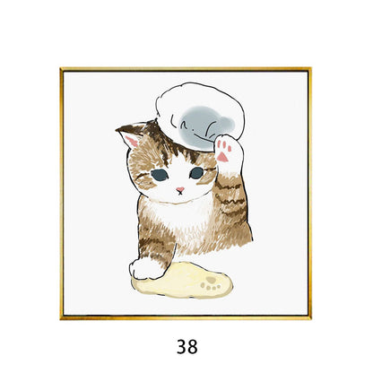 Whimsical Bird and Kitten Illustrated Wall Art Homeandso