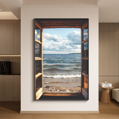 Coastal Window View Canvas Art Homeandso