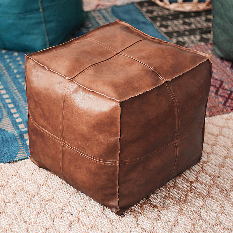 Faux Leather Upholstered Floor Pouf