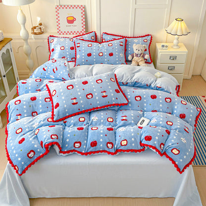 Plush Floral Print Bedding Set