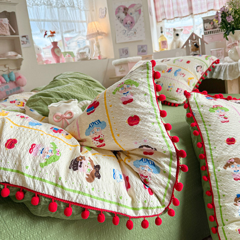 Heart Patterned Decorative Pillow and Duvet Cover Set Homeandso
