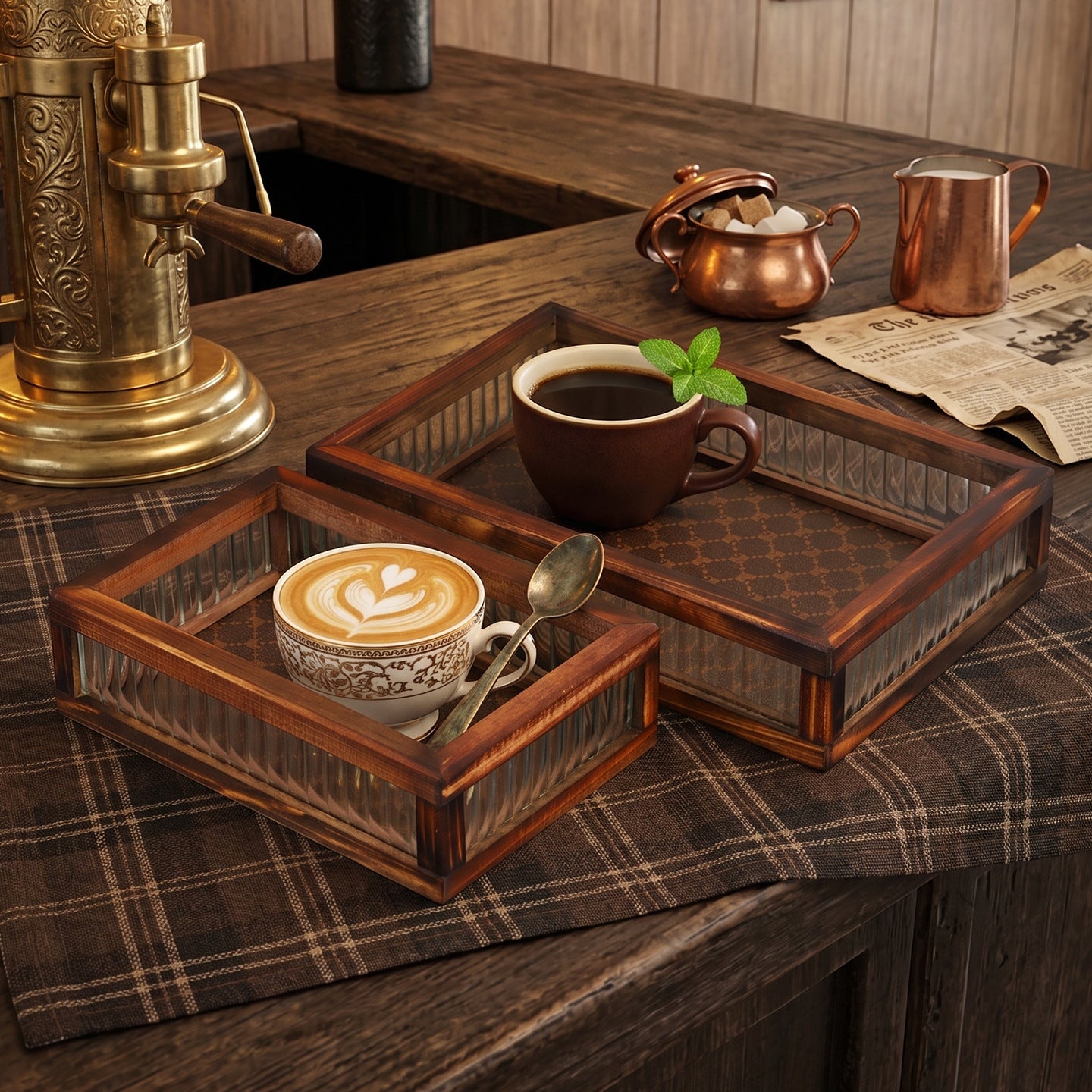 Decorative Glass and Wood Storage Tray Homeandso