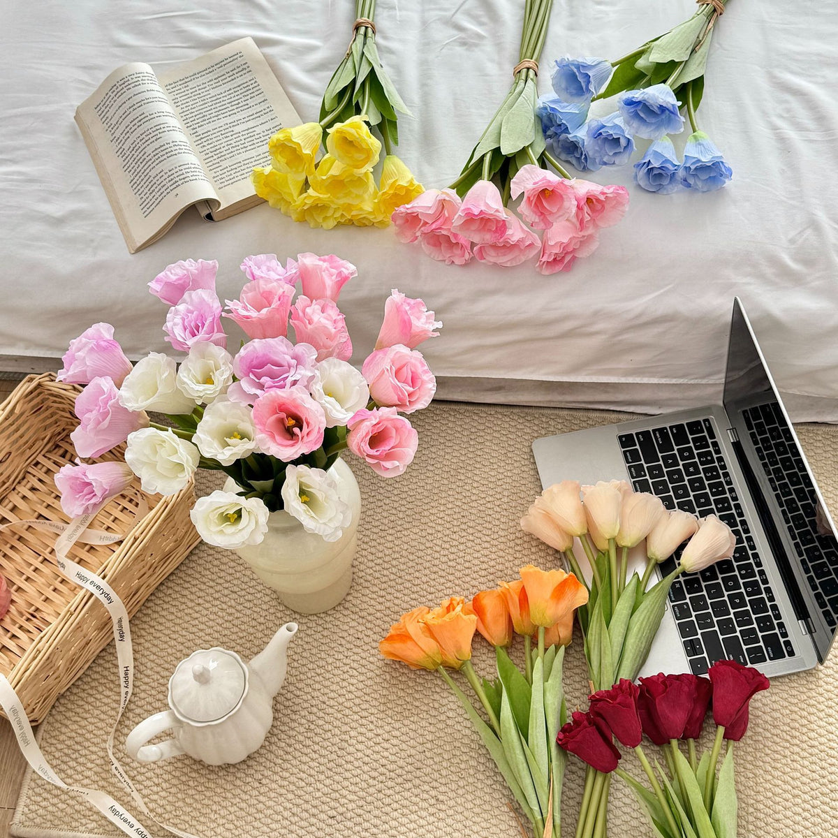 Realistic Silk Tulip Bouquet for Home Display