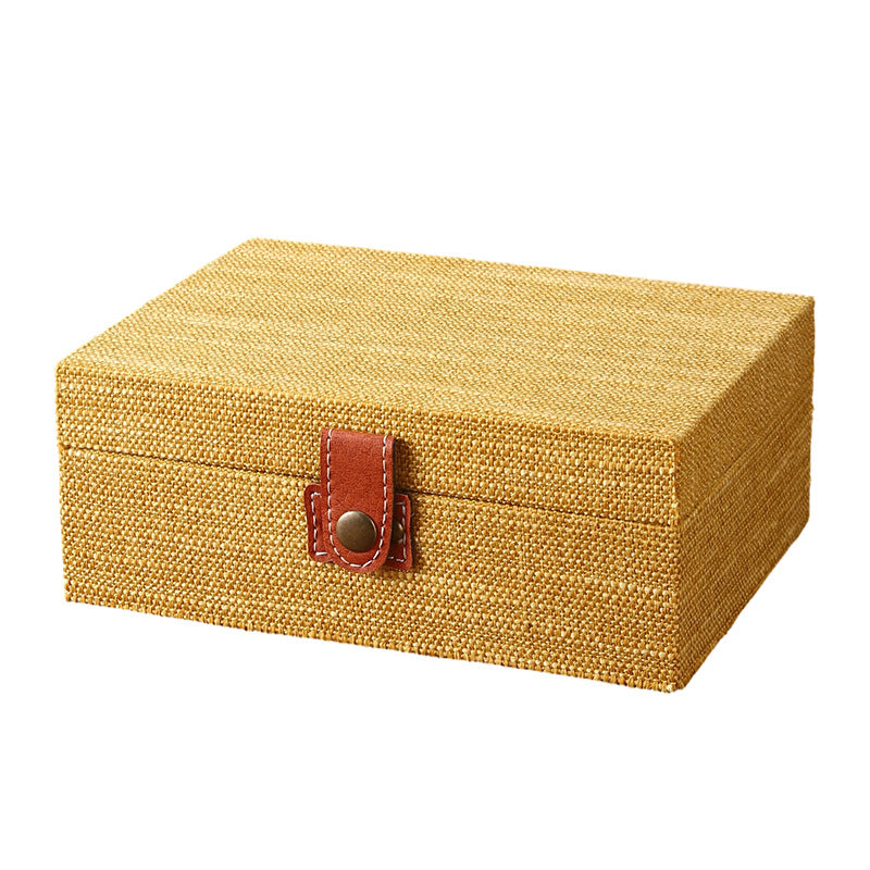 Fabric Storage Box with Leather Handle Homeandso